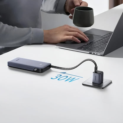 UGREEN PB528 (55985B) Ulkoinen Akku, 20000mAh, 30W, QC + PD, 1 x USB-A - 3 x USB-C, Harmaa