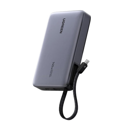 UGREEN PB551 (55992) ulkoinen akku, 20000mAh, 145W, QC + PD, 1 x USB-A - 2 x USB-C, Harmaa