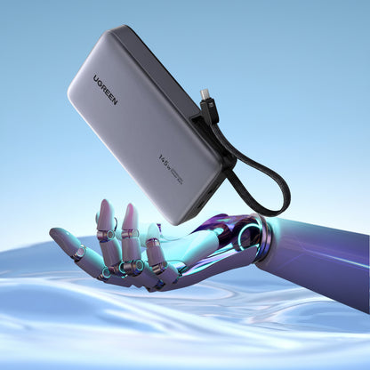 UGREEN PB551 (55992) ulkoinen akku, 20000mAh, 145W, QC + PD, 1 x USB-A - 2 x USB-C, Harmaa