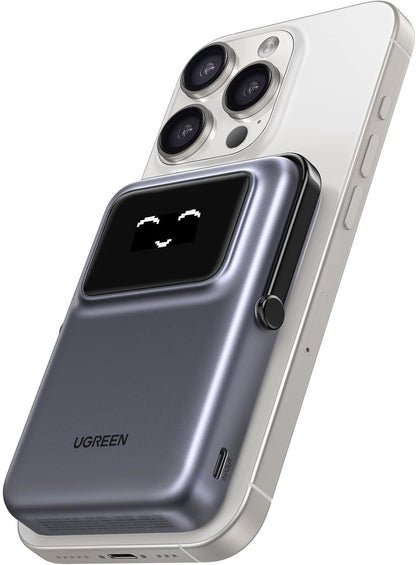 UGREEN PB572 Uno langaton ulkoinen akku, 10000mAh, 20W, PD + FQI, 1 x QI - 1 x USB-C, Harmaa