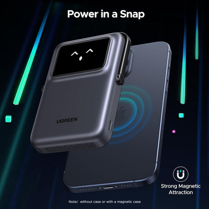UGREEN PB572 Uno langaton ulkoinen akku, 10000mAh, 20W, PD + FQI, 1 x QI - 1 x USB-C, Harmaa