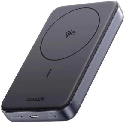 UGREEN PB761 Ulkoinen Akku, 10000mAh, 30W, PD + FQI, 1 x QI - 1 x USB-C, Harmaa