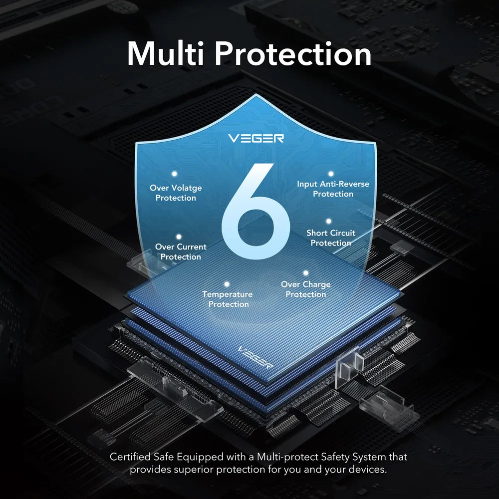 Ulkoinen akku Veger L10S, 10000mAh, 20W, QC + PD, 1 x USB-C - 2 x USB-A, Musta