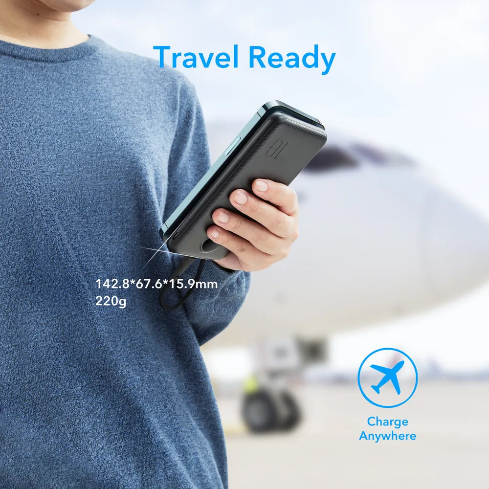 Ulkoinen akku Veger L10S, 10000mAh, 20W, QC + PD, 1 x USB-C - 2 x USB-A, Musta