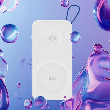 Langaton ulkoinen akku 3MK PastelUp, 10000mAh, 22.5W, QC + PD + FQI, 1 x USB-A - 1 x USB-C - 2 x QI, Valkoinen