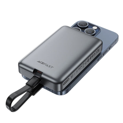 Langaton ulkoinen akku Acefast M10, 10000mAh, 30W, PD + FQI, 1 x QI - 2 x USB-C, Musta