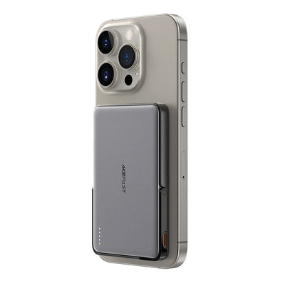 Langaton ulkoinen akku Acefast M16, 5000mAh, 18W, PD + FQI, 1 x QI - 1 x USB-C, Musta