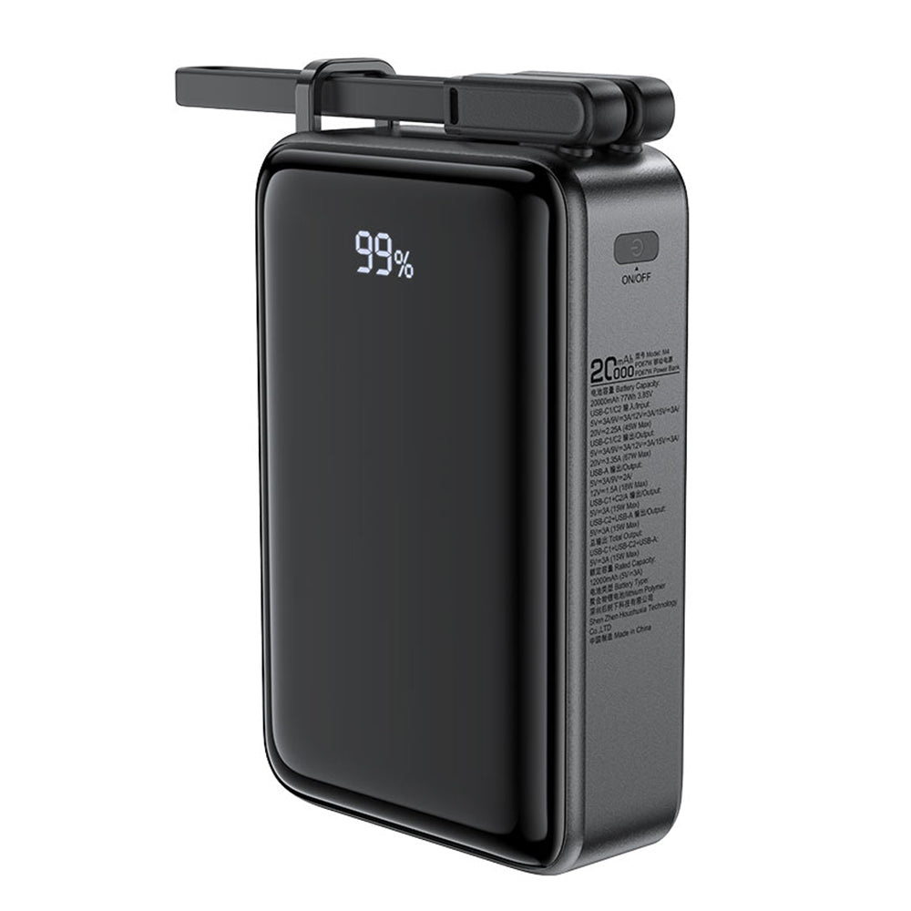 Ulkoinen akku Acefast M4, 20000mAh, 67W, PD, 1 x USB-A - 2 x USB-C, Musta
