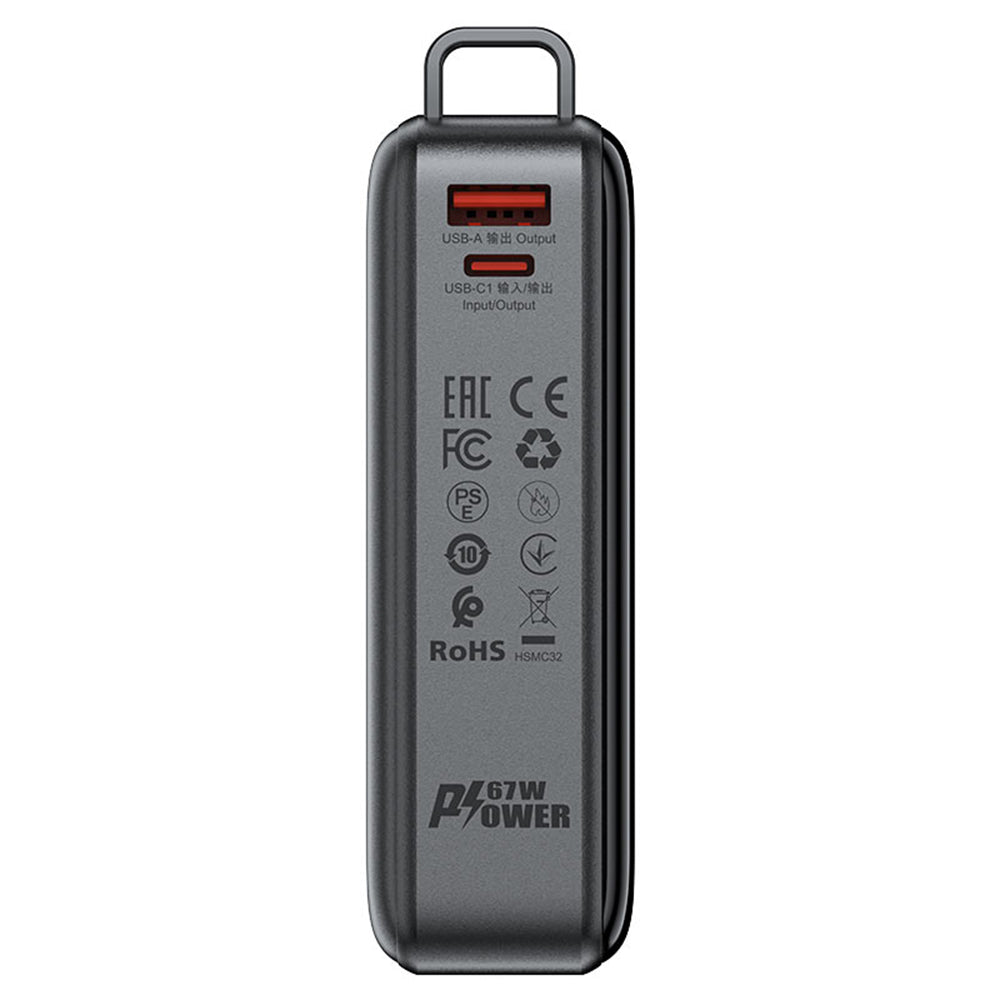 Ulkoinen akku Acefast M4, 20000mAh, 67W, PD, 1 x USB-A - 2 x USB-C, Musta