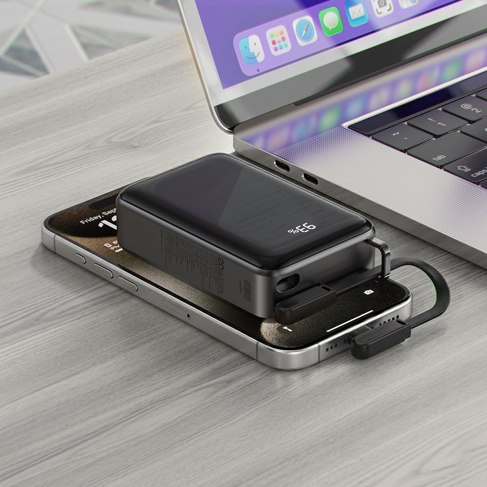 Ulkoinen akku Acefast M4, 20000mAh, 67W, PD, 1 x USB-A - 2 x USB-C, Musta