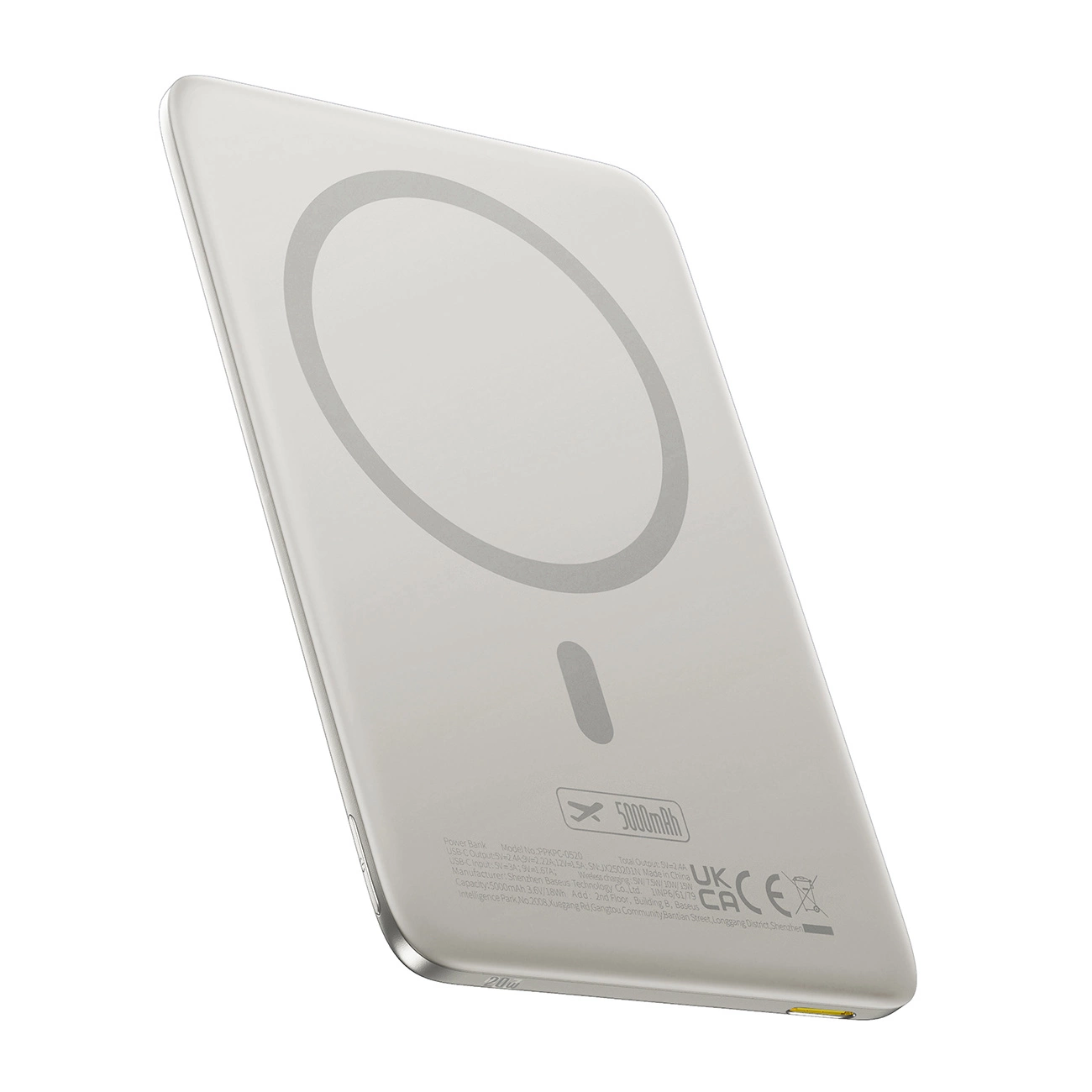 Baseus PicoGo AM41 langaton ulkoinen akku, 5000mAh, 20W, PD + FQI, 1 x QI - 1 x USB-C, Beige