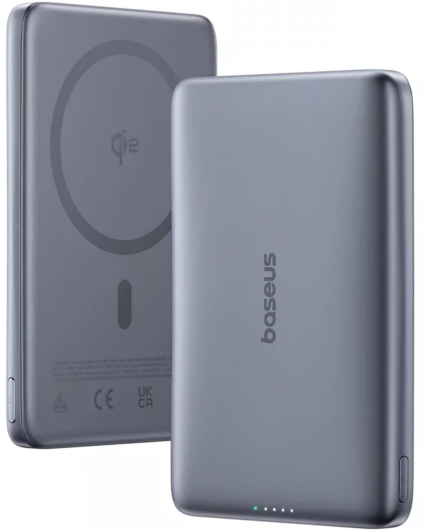 Baseus PicoGo AM41 Ulkoinen Langaton Akku, 10000mAh, 27W, PD + FQI, 1 x QI - 1 x USB-C, Harmaa E0027200