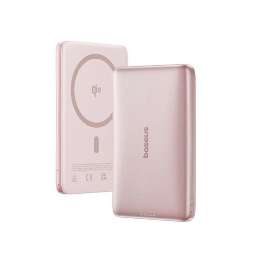 Baseus PicoGo AM41 langaton ulkoinen akku, 10000mAh, 27W, PD + FQI, 1 x QI - 1 x USB-C, Vaaleanpunainen E0027202