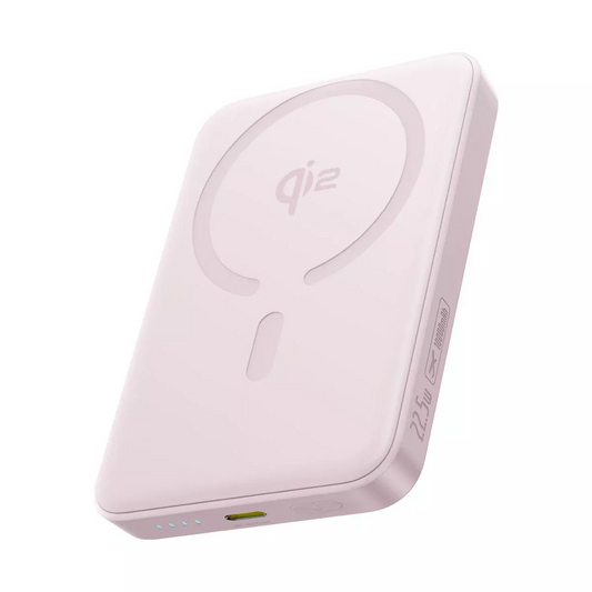 Baseus Enerfill FM12 langaton ulkoinen akku, 10000mAh, 22.5W, PD + FQI, 1 x QI - 1 x USB-C, Vaaleanpunainen E0028502