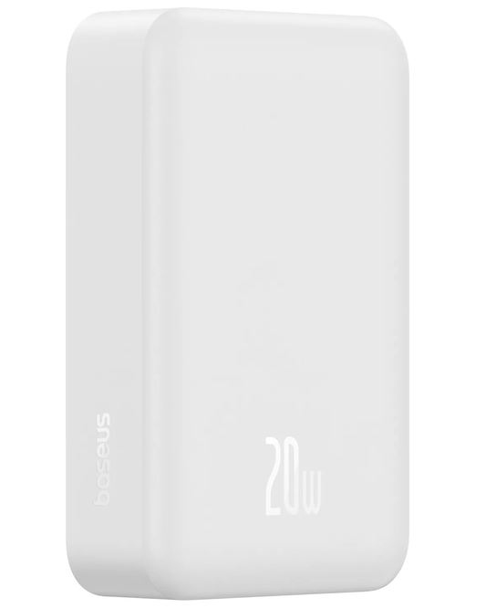 Langaton ulkoinen akku Baseus EnerFill FM41 Mini, 20000mAh, 20W, PD + FQI, 1 x QI - 1 x USB-C, Valkoinen E0027U01