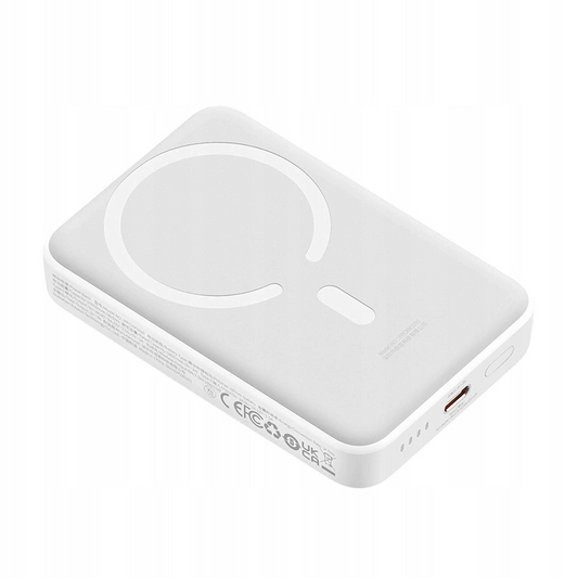 Baseus Magnetic Mini langaton ulkoinen akku, 10000mAh, 30W, PD + FQI, 1 x QI - 1 x USB-C, Valkoinen PPCX110202