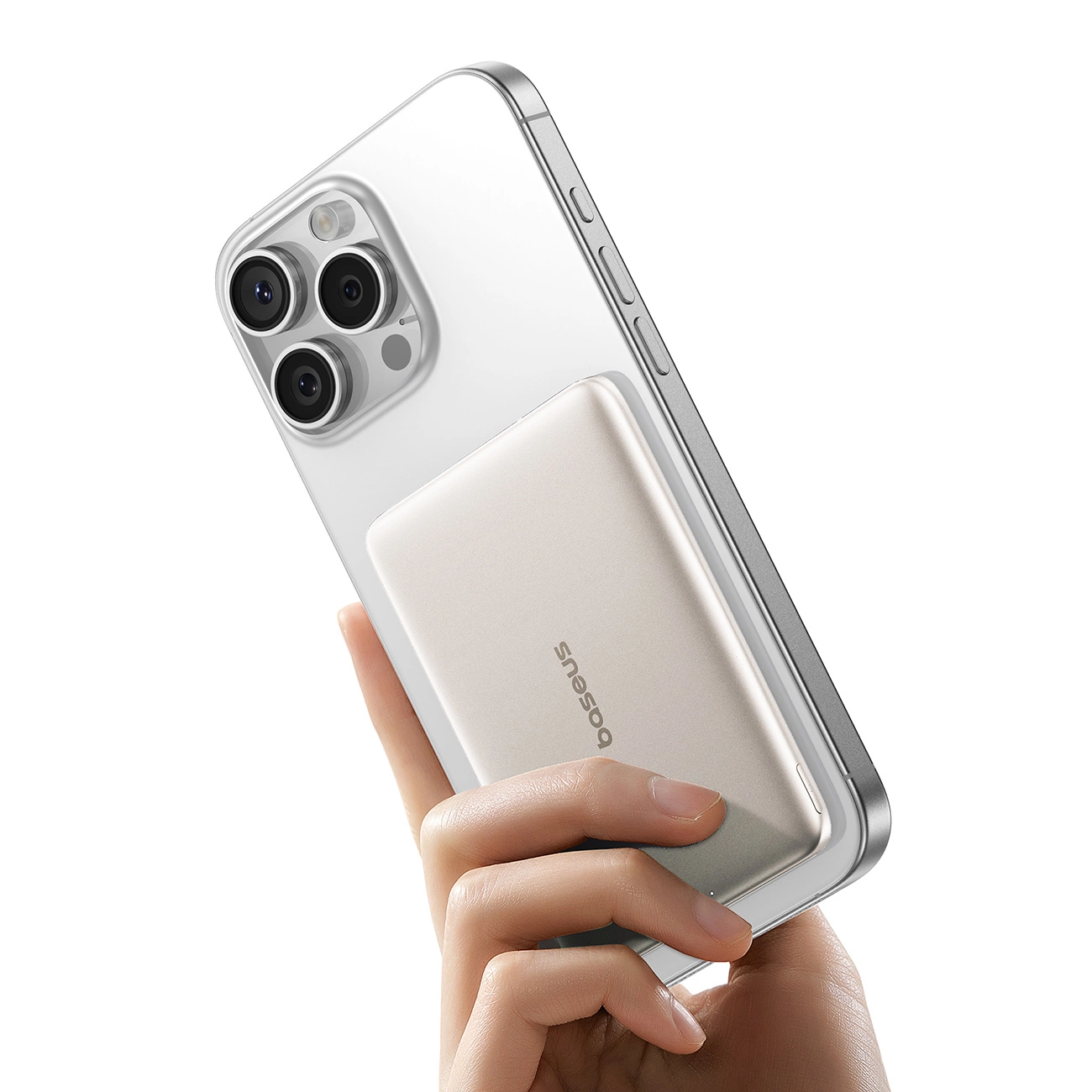 Baseus PicoGo AM41 langaton ulkoinen akku, 5000mAh, 20W, PD + FQI, 1 x QI - 1 x USB-C, Beige