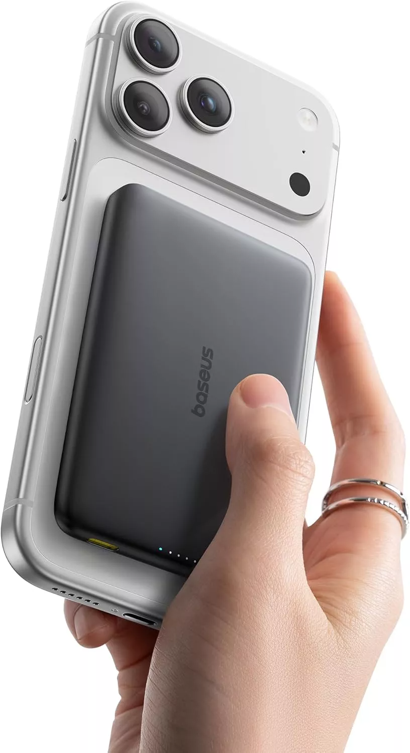 Baseus PicoGo AM41 langaton ulkoinen akku, 10000mAh, 27W, PD + FQI, 1 x QI - 1 x USB-C, Musta E0027201