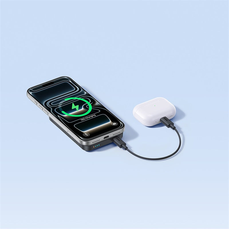 Langaton ulkoinen akku Baseus EnerFill FM11, 10000mAh, 30W, PD + FQI, 1 x QI - 1 x USB-C, Musta