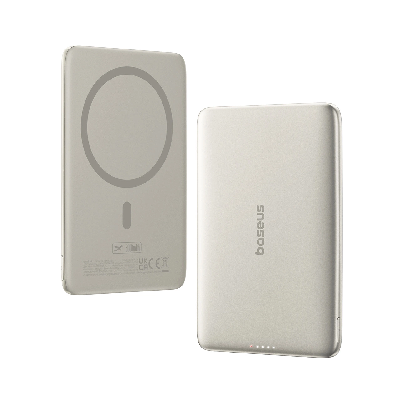 Baseus PicoGo AM41 langaton ulkoinen akku, 5000mAh, 20W, PD + FQI, 1 x QI - 1 x USB-C, Beige
