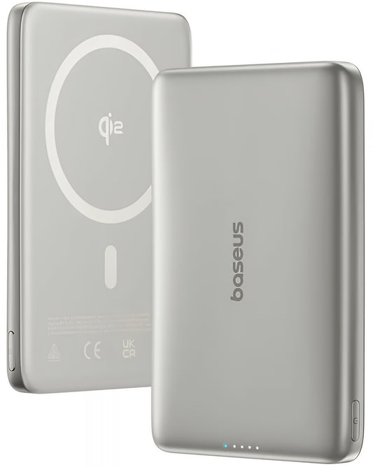 Baseus PicoGo AM41 Ulkoinen Langaton Akku, 10000mAh, 27W, PD + FQI, 1 x QI - 1 x USB-C, Beige E0027203