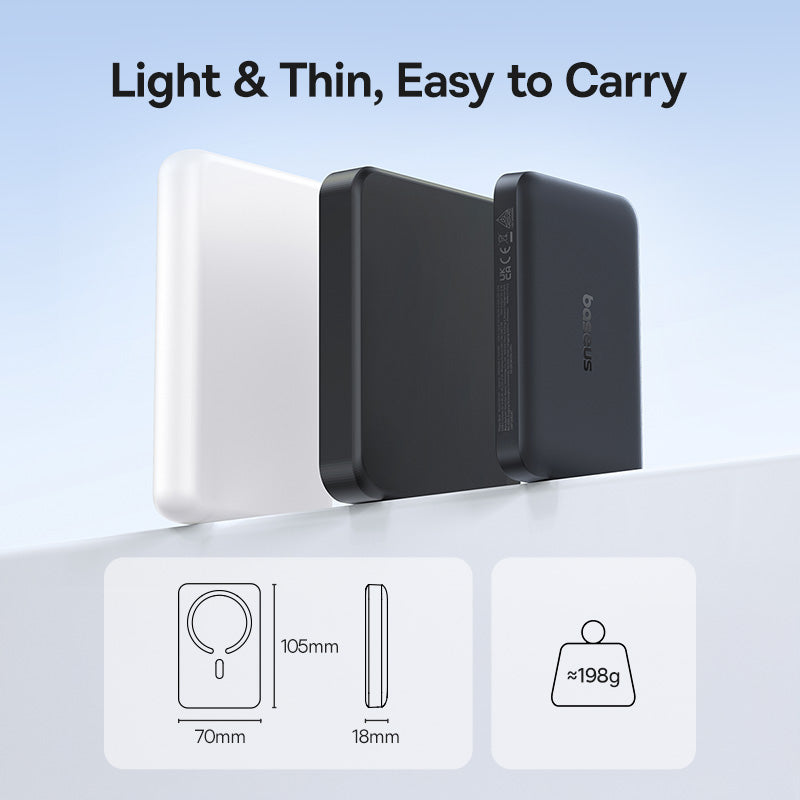 Langaton ulkoinen akku Baseus EnerFill FM11, 10000mAh, 30W, PD + FQI, 1 x QI - 1 x USB-C, Musta
