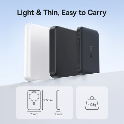 Langaton ulkoinen akku Baseus EnerFill FM11, 10000mAh, 30W, PD + FQI, 1 x QI - 1 x USB-C, Musta