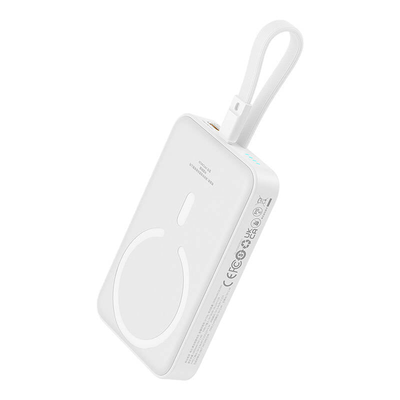Langaton Baseus Magnetic Mini -ulkoinen akku, 10000mAh, 20W, PD + FQI, 1 x Lightning - 1 x QI - 1 x USB-C, Valkoinen P10022109223-00