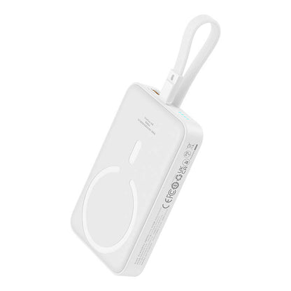 Langaton Baseus Magnetic Mini -ulkoinen akku, 10000mAh, 20W, PD + FQI, 1 x Lightning - 1 x QI - 1 x USB-C, Valkoinen P10022109223-00