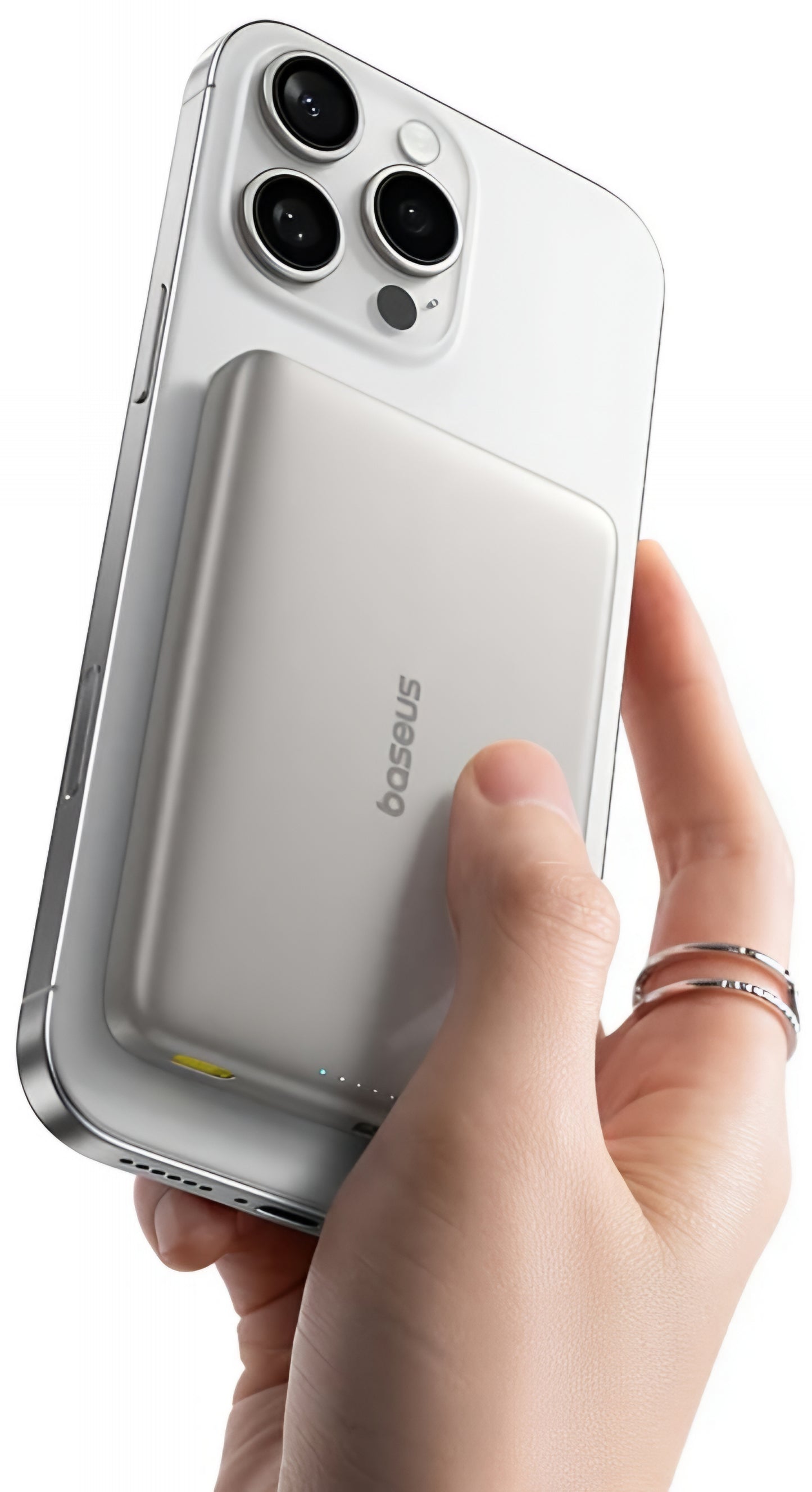 Baseus PicoGo AM41 Ulkoinen Langaton Akku, 10000mAh, 27W, PD + FQI, 1 x QI - 1 x USB-C, Beige E0027203