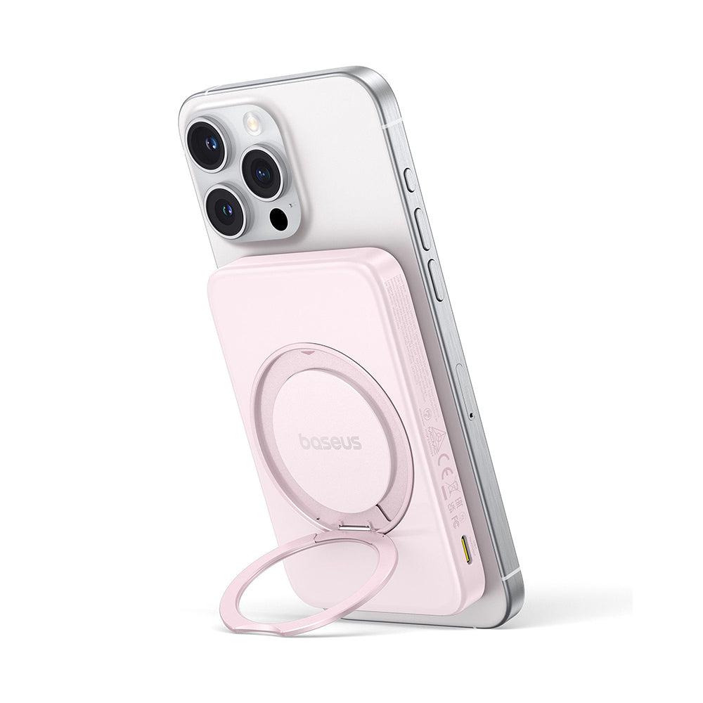 Baseus PicoGo langaton ulkoinen akku, 5000mAh, 20W, PD + FQI, 1 x QI - 1 x USB-C, Vaaleanpunainen P10076800413-00