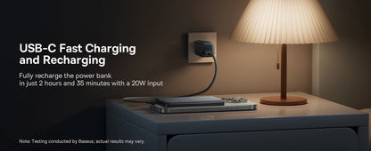Baseus PicoGo AM41 Ulkoinen Langaton Akku, 10000mAh, 27W, PD + FQI, 1 x QI - 1 x USB-C, Beige E0027203