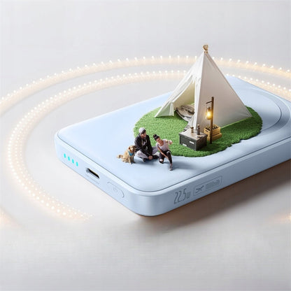 Langaton ulkoinen akku Baseus EnerFill FM11 Ultra-Mini, 10000mAh, 22,5W, PD + FQI, 1 x QI - 1 x USB-C, Sininen P1008210E313-00