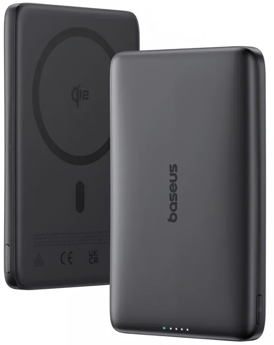 Baseus PicoGo AM41 langaton ulkoinen akku, 10000mAh, 27W, PD + FQI, 1 x QI - 1 x USB-C, Musta E0027201