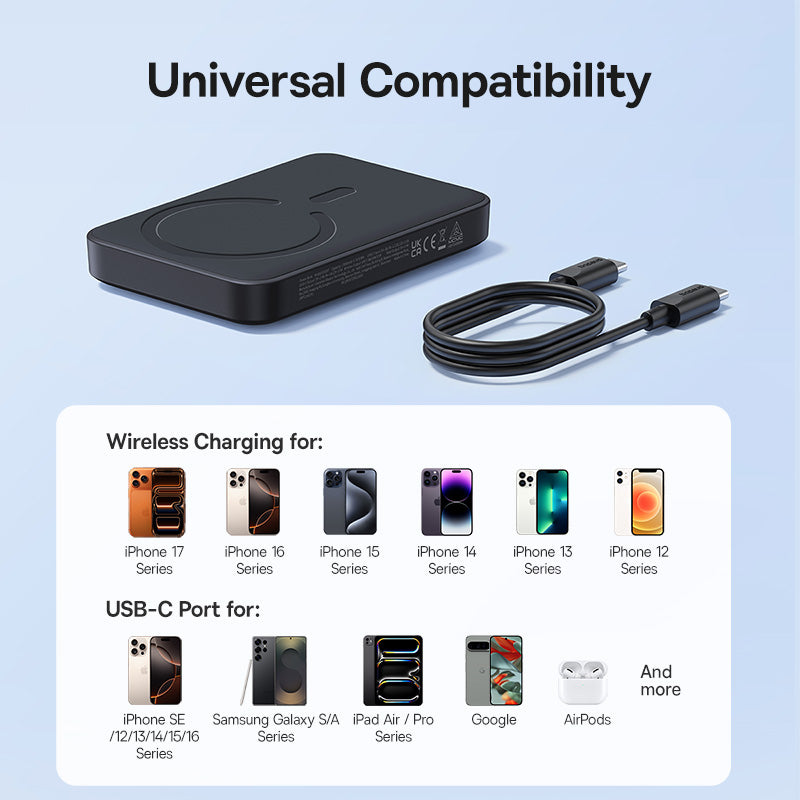 Langaton ulkoinen akku Baseus EnerFill FM11, 10000mAh, 30W, PD + FQI, 1 x QI - 1 x USB-C, Musta