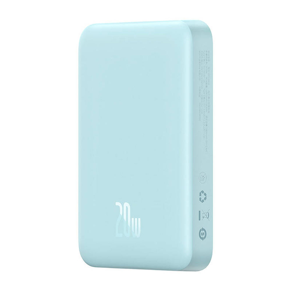 Langaton Baseus Magnetic Mini -ulkoinen akku, 10000mAh, 20W, PD + FQI, 1 x QI - 1 x USB-C, Sininen PPCX110103