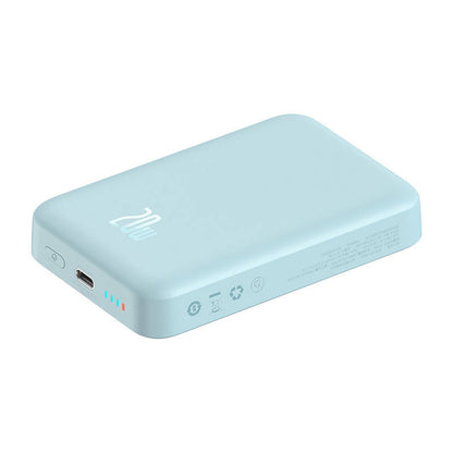 Langaton Baseus Magnetic Mini -ulkoinen akku, 10000mAh, 20W, PD + FQI, 1 x QI - 1 x USB-C, Sininen PPCX110103