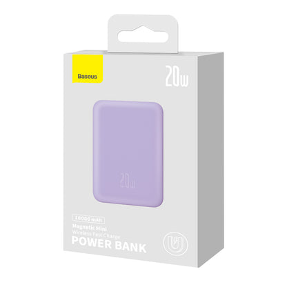 Baseus Magnetic Mini langaton ulkoinen akku, 10000mAh, 20W, PD + FQI, 1 x QI - 1 x USB-C, Violetti PPCX110105