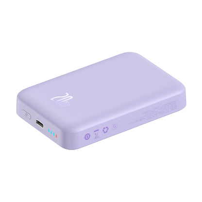 Baseus Magnetic Mini langaton ulkoinen akku, 10000mAh, 20W, PD + FQI, 1 x QI - 1 x USB-C, Violetti PPCX110105