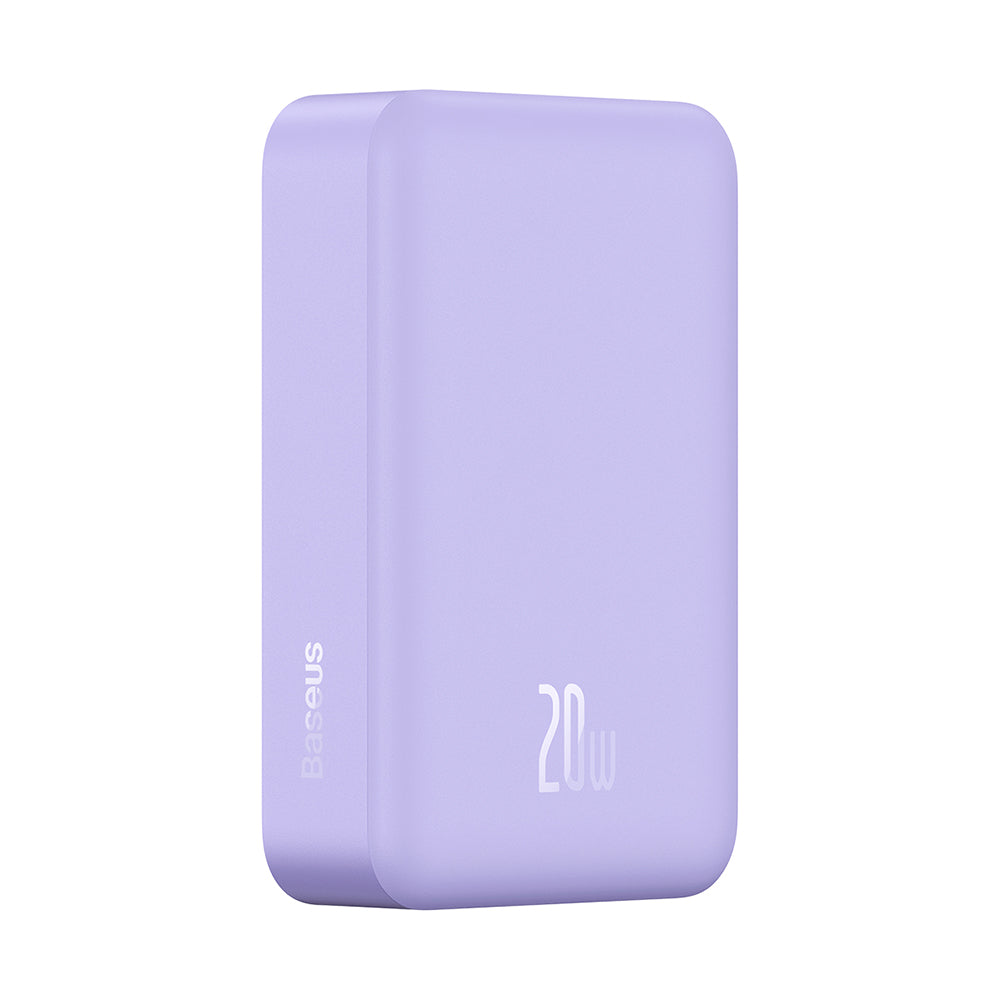 Langaton Baseus Magnetic Mini -ulkoinen akku, 20000mAh, 20W, PD + FQI, 1 x QI - 1 x USB-C, Violetti PPCX150005