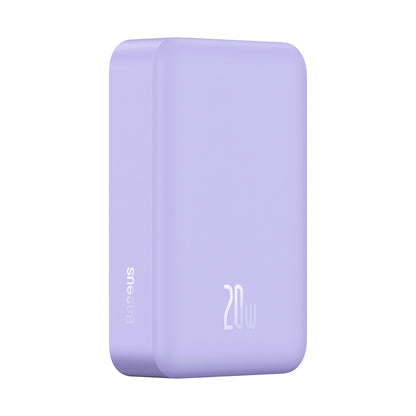 Langaton Baseus Magnetic Mini -ulkoinen akku, 20000mAh, 20W, PD + FQI, 1 x QI - 1 x USB-C, Violetti PPCX150005