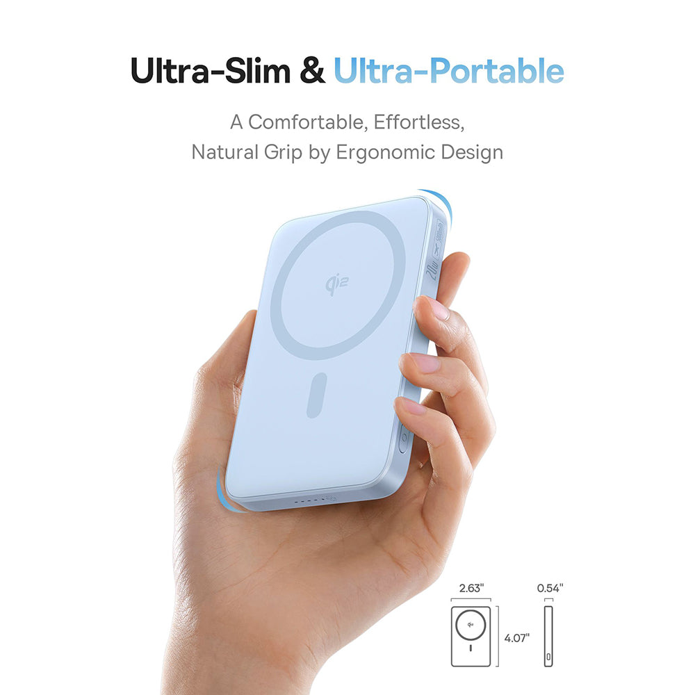 Baseus PicoGo langaton ulkoinen akku, 5000mAh, 20W, PD + FQI, 1 x QI - 1 x USB-C, Sininen P10076800313-00