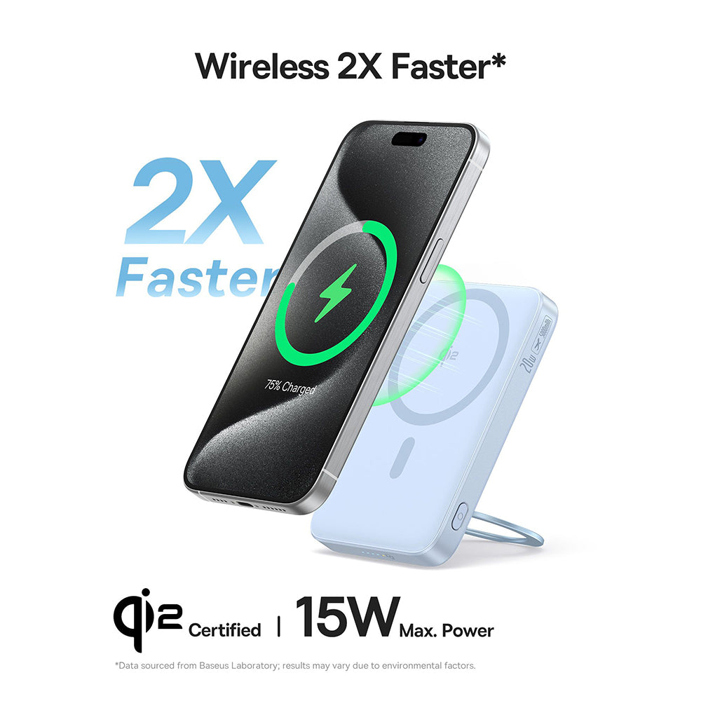 Baseus PicoGo langaton ulkoinen akku, 5000mAh, 20W, PD + FQI, 1 x QI - 1 x USB-C, Sininen P10076800313-00