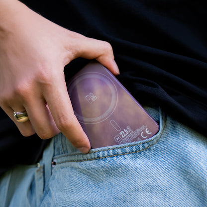 Blavec BJ-04 Slim langaton varavirtalähde, 10 000 mAh, 22,5 W, PD + FQI, 1 x QI – 1 x USB-C, violetti