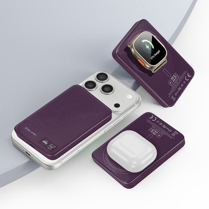 Blavec BJ-04 Slim langaton varavirtalähde, 10 000 mAh, 22,5 W, PD + FQI, 1 x QI – 1 x USB-C, violetti