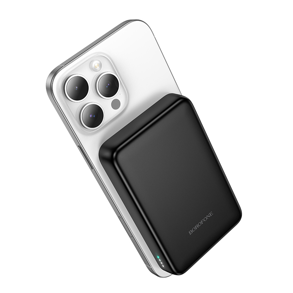 Langaton ulkoinen akku Borofone BJ82A Dawn, 10000mAh, 22.5W, QC + PD + FQI, 1 x QI - 1 x USB-A - 1 x USB-C, Musta