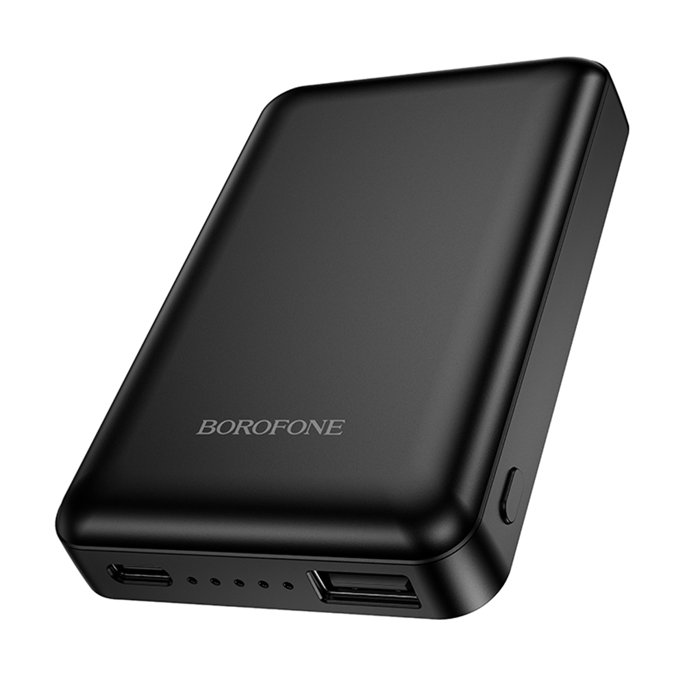 Langaton ulkoinen akku Borofone BJ82 Dawn, 5000mAh, 10W, 1 x QI - 1 x USB-A, Musta