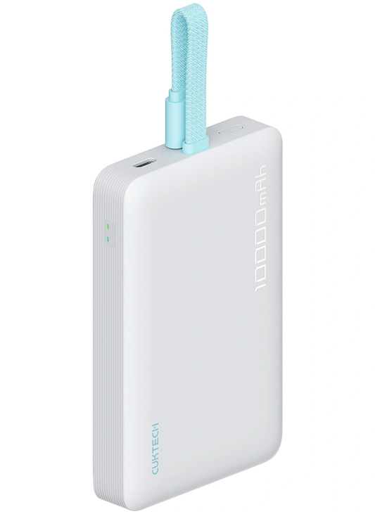 Langaton ulkoinen akku Cuktech CP132ML, 10000mAh, 22,5W, PD + QI, 2 x USB-C, Valkoinen