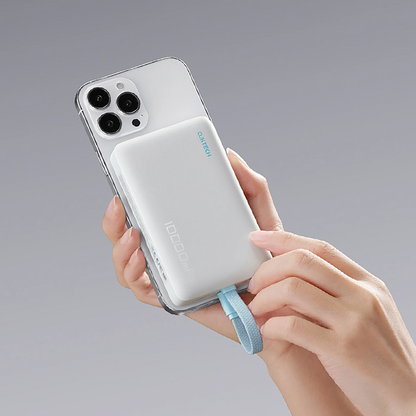 Langaton ulkoinen akku Cuktech CP132ML, 10000mAh, 22,5W, PD + QI, 2 x USB-C, Valkoinen