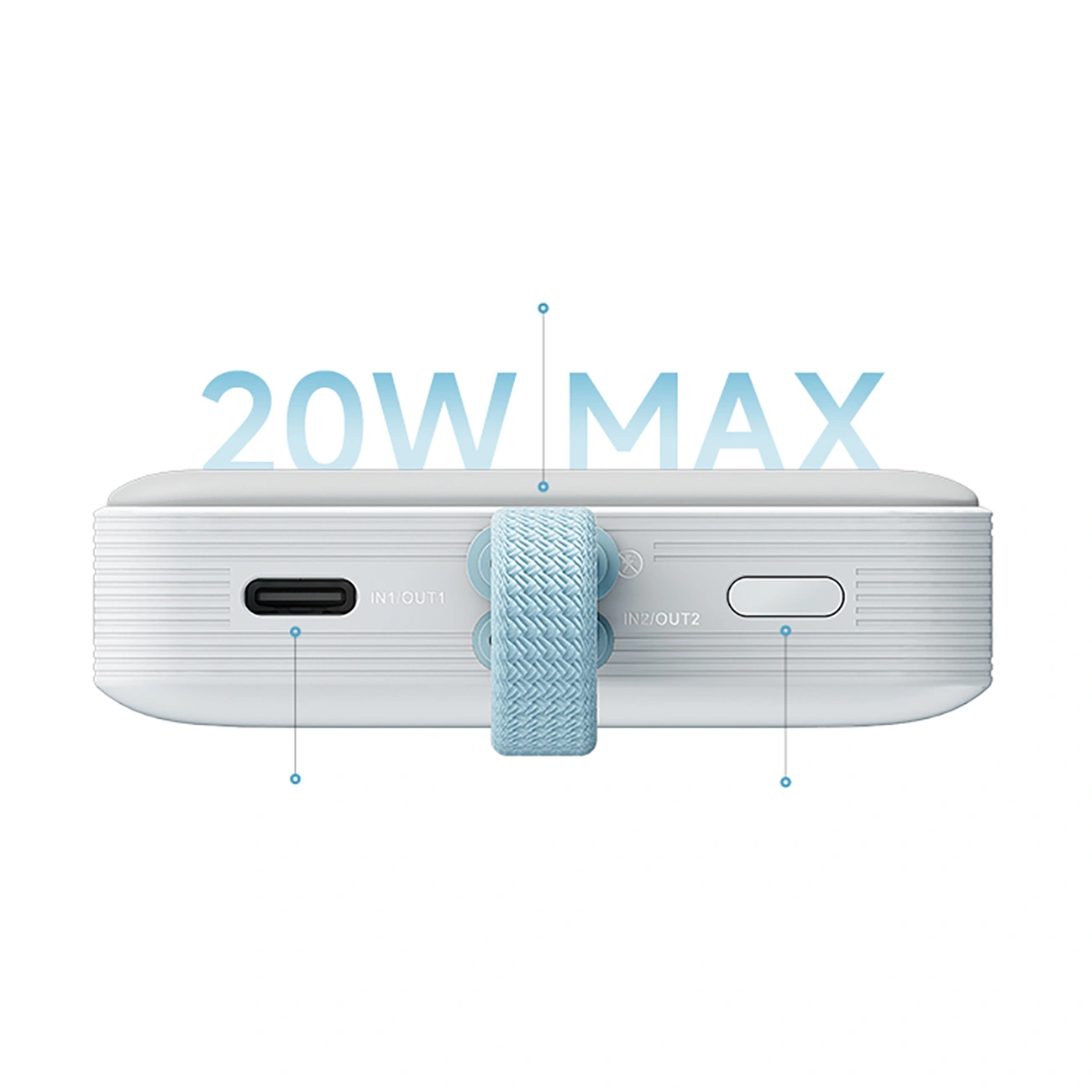 Langaton ulkoinen akku Cuktech CP132ML, 10000mAh, 22,5W, PD + QI, 2 x USB-C, Valkoinen